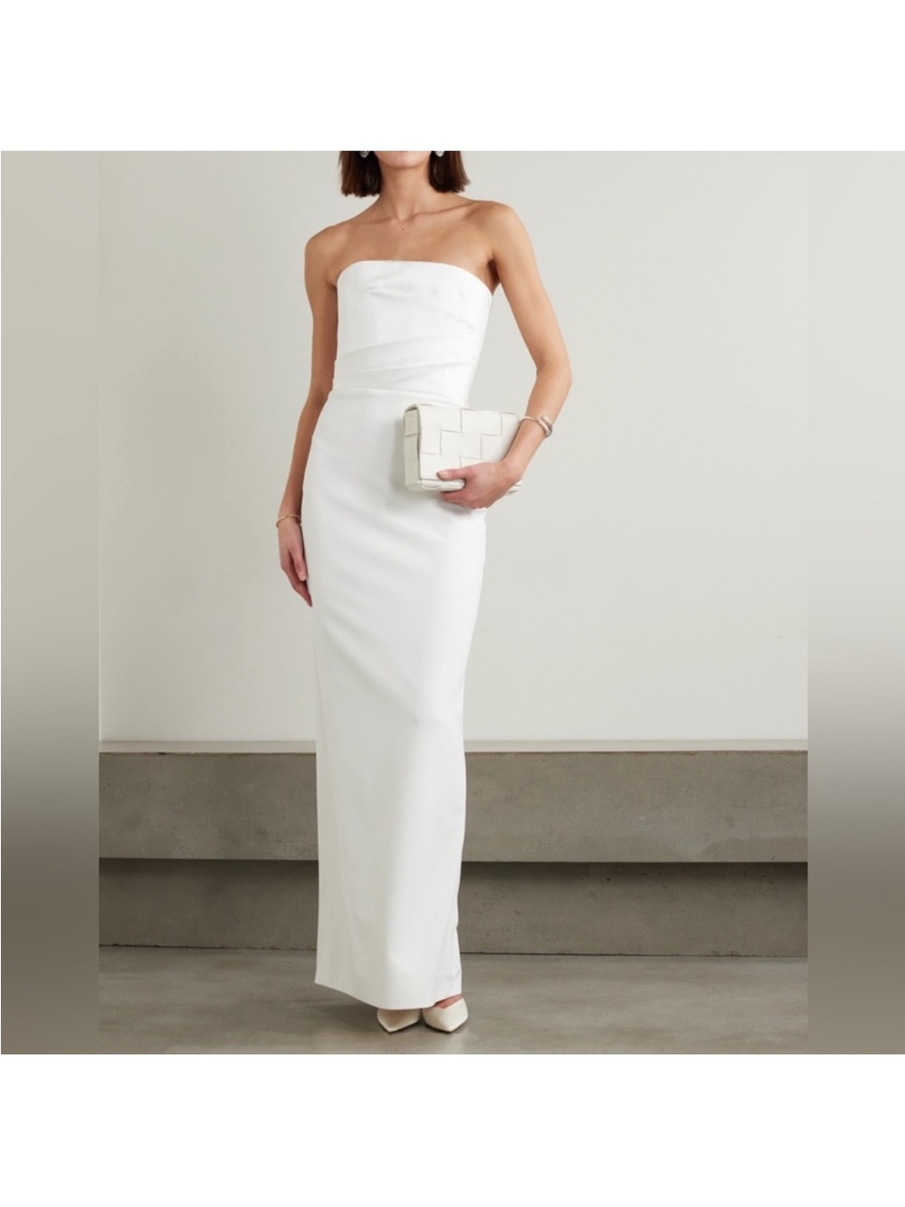 Solace London Strapless White Maxi Column Dress